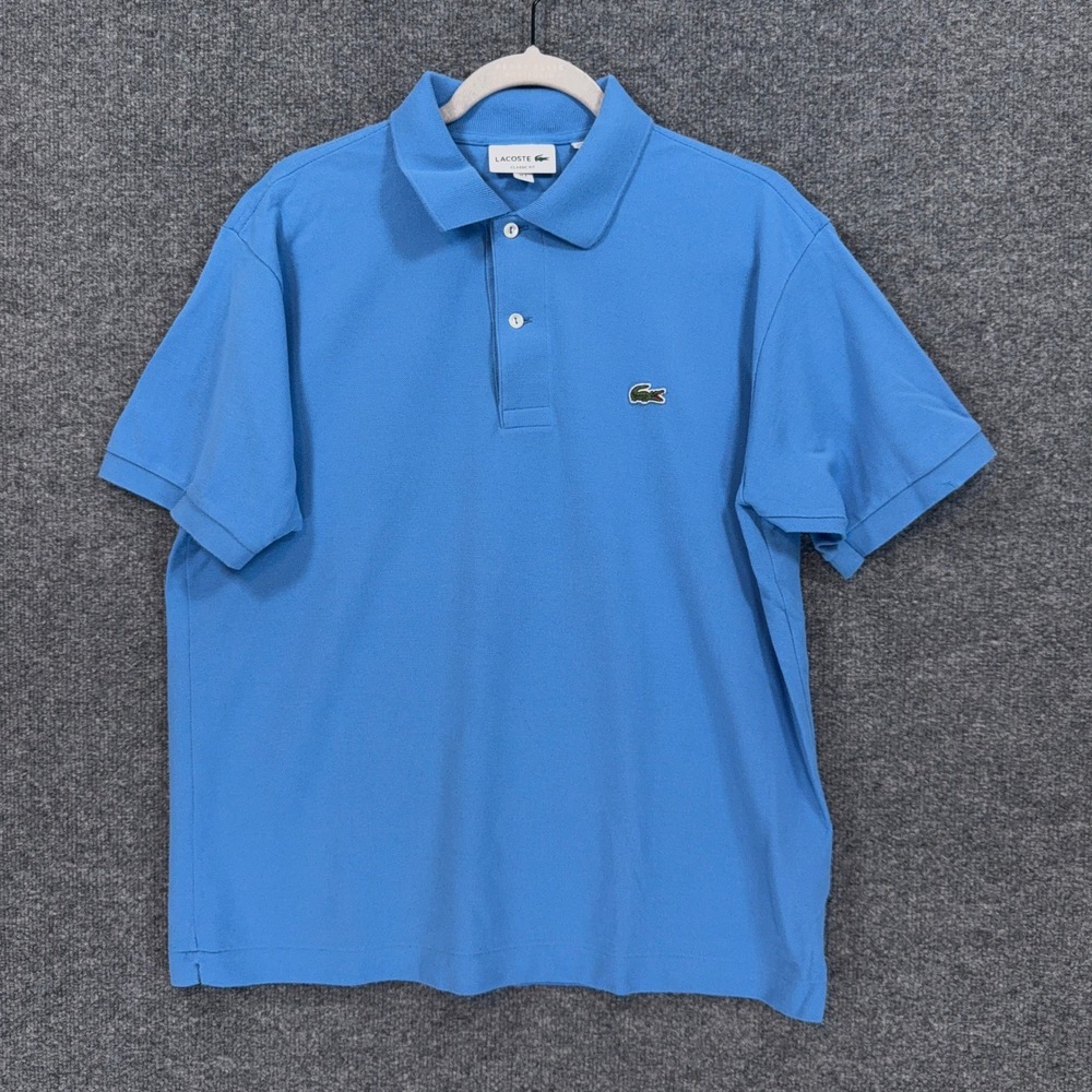 Lacoste Polo Shirt Mens Large Blue Classic Fit Cotton Pique Short Sleeve Croc